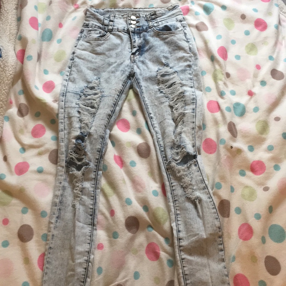 Denim Acid Rinsed Ripped Jeans